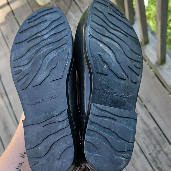 Michael Kors Black Rain Boots Size 8 Logo Equestrian Style - Picture 7 of 8